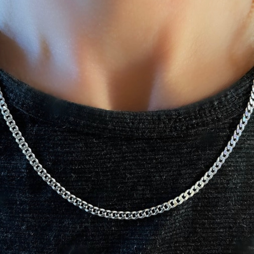 925 Sterling Silver Curb Chain - 18 inch, 3mm wide